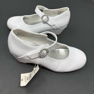 CHRISTIE & JILL: White Glossy Dress Shoes; Sparkle Embellishment, Kid Size 1.NEW
